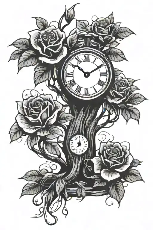 Money Tree Growing Time Clock Roses Blooming