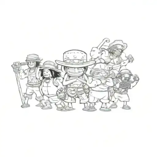 A Group Of Characters From One Piece