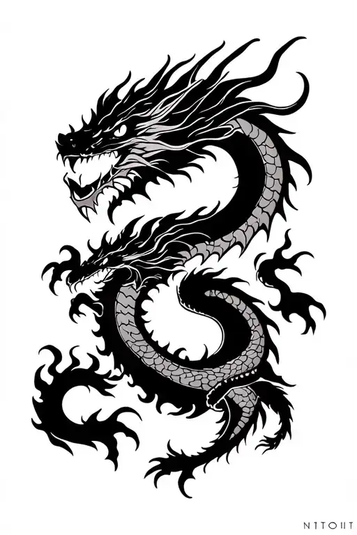 Dragon And Fire On The Back