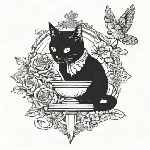 Four Cardinal Stoic Virtues Wisdom Temperance Justice Courage And Black Cat