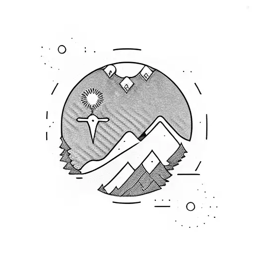 A Mountain Range With A Lifeline Symbolizing Rescue And Ambulance Services