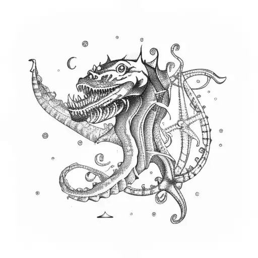 Nautical Map With Sea Monster