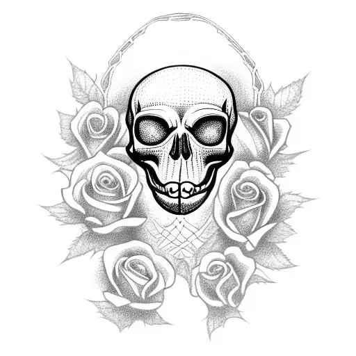 Spider Skull Spiderweb With Roses And A Dagger