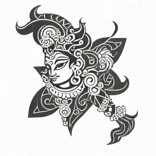 Highly Abstracted And Minimalistic Krishna God Hindu
