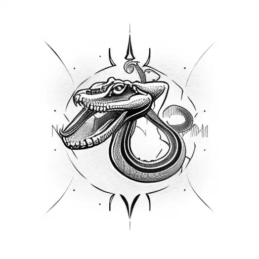 Fine Line Snake With A Dagger