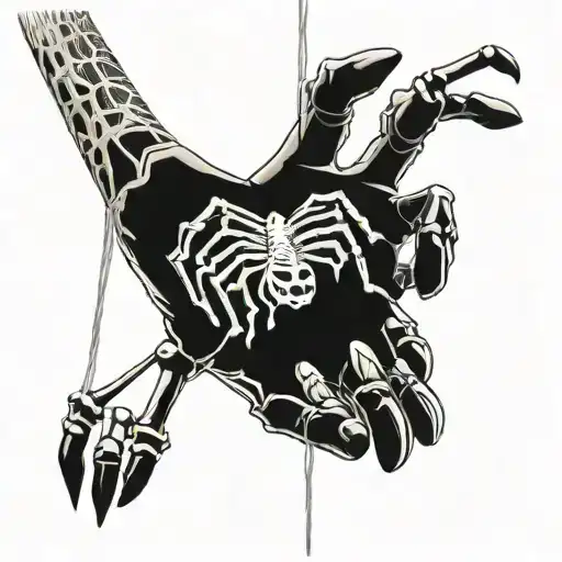 Skeleton Hand With Puppet Strings Transforming Into A Spiders Web Coming From The Spider