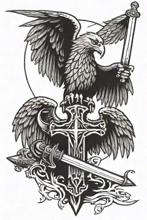 Tau Cross With Eagle And Sword