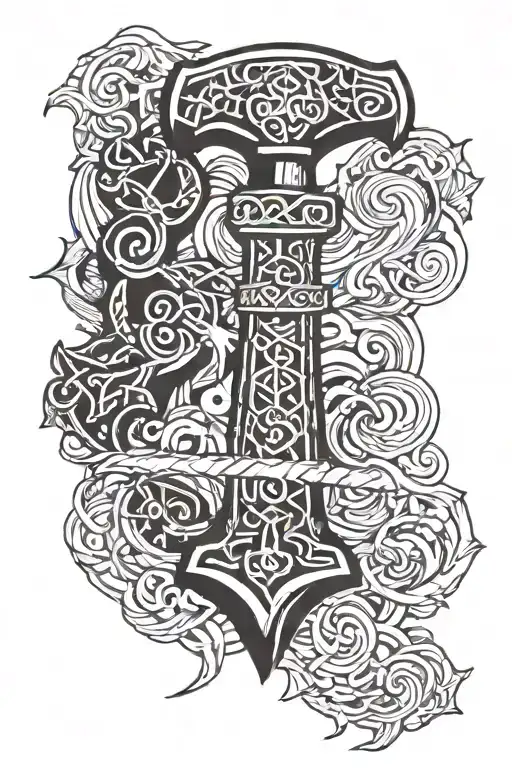 Viking Hammer With Quote Written