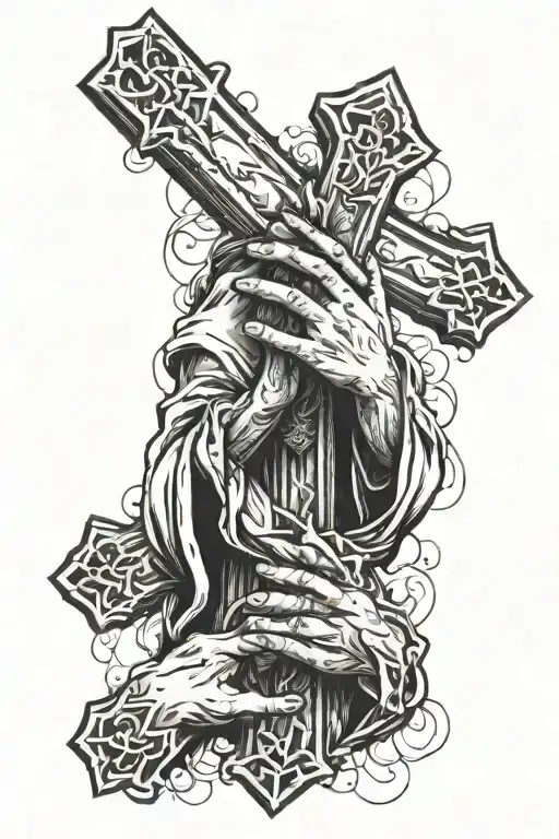 Crosses N Jesus Praying Hands Holding