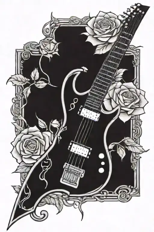 Electric Guitar With Roses And Thorns