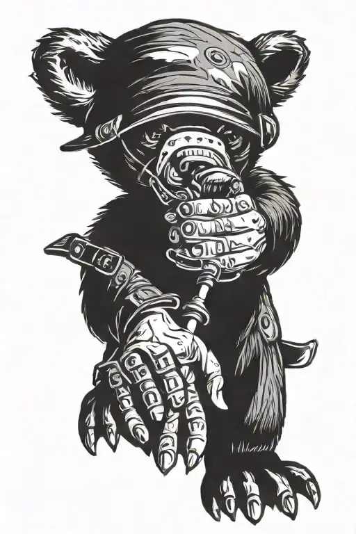 A Bear And A Hunter Shaking Hands