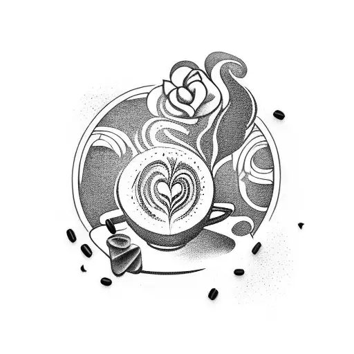 A Whimsical Coffee Cup Pouring Latte Art In The Shape Of A Croissant