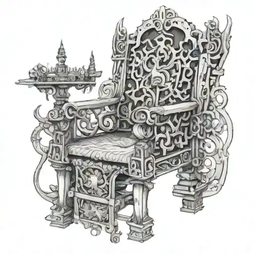 A Majestic Throne Surrounded By Intricate Warhammer Weaponry