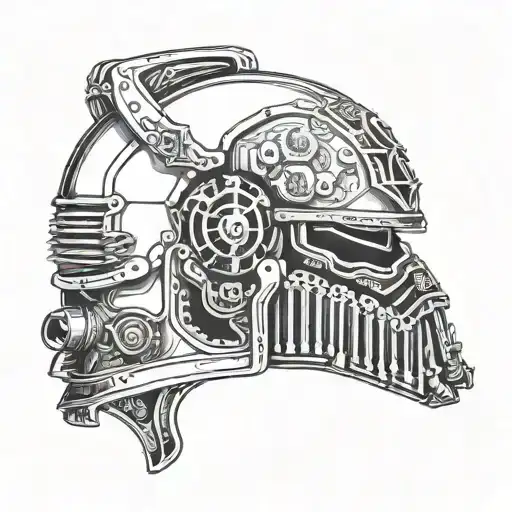 Space Marine Helmet With Intricate Blackwork Details