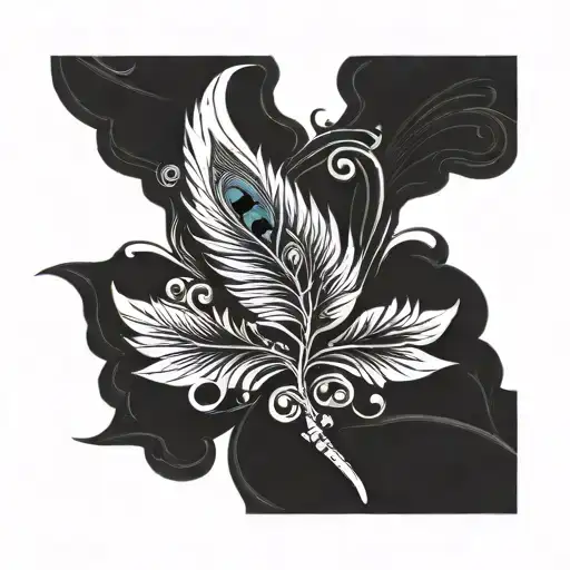 Peacock Feather And Trishul Trident