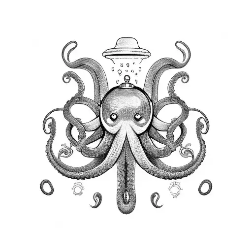 Octopus With Deep Diving Helmet