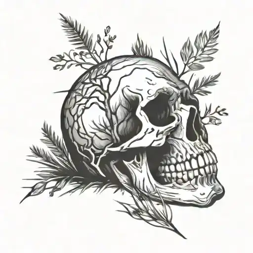 Nature Trees Grass Field Skull At Peace Arm Sleeve