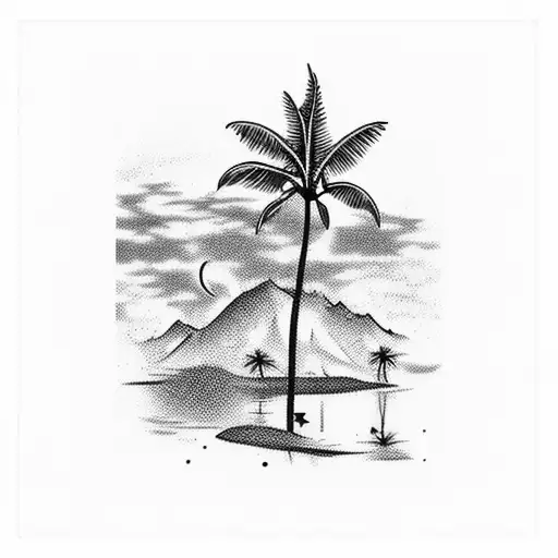 Road Sunset Water Palm Trees Fishingman