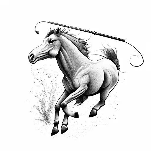 A Fly Fishing Rod Casting Over A Horse Galloping