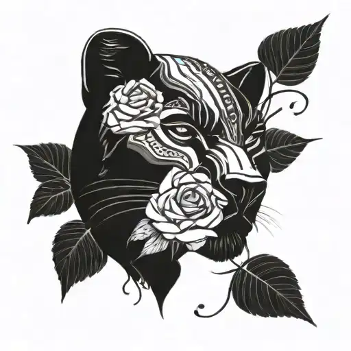 Black Panther With Roses