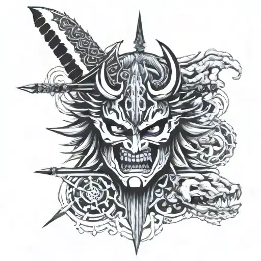 A Combination Of A Berserk Symbol And A Japanese Art Motif
