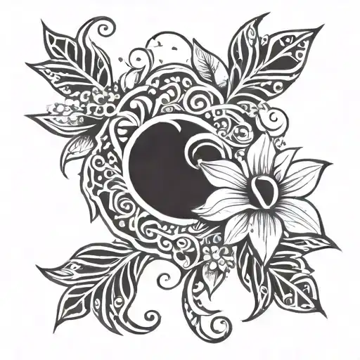 A Polynesian Tribal Design Incorporating Floral Elements As An Homage To Your Love For Flowers