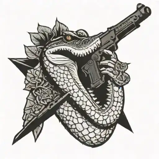 Alligator Holding Gun