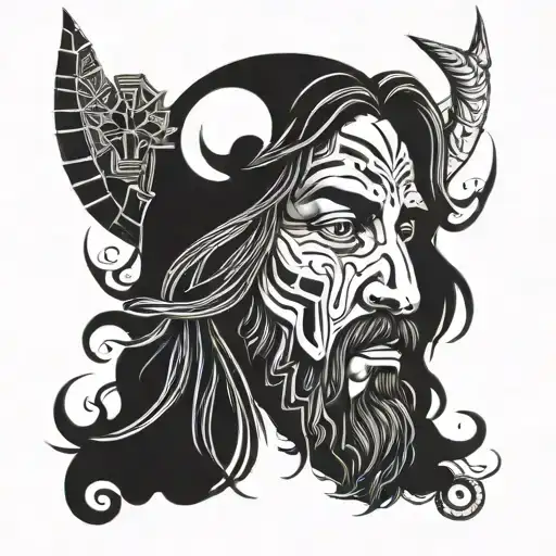 Half Face Of Jesus And Half Face Of Devil