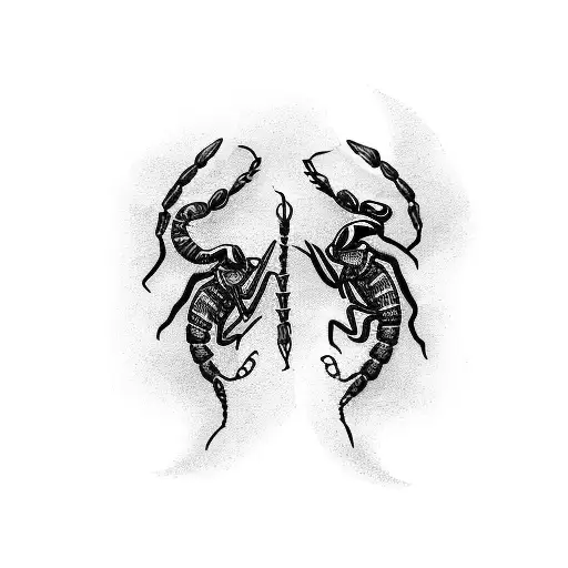 Two Classic Scorpions Side By Side Black And White