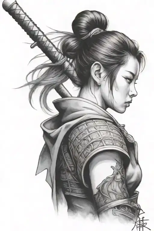 Girl Samurai Warrior Wielding