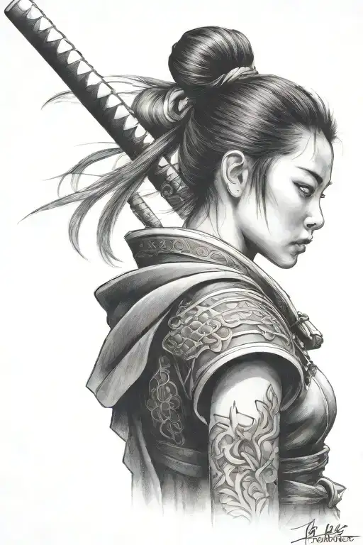 Girl Samurai Warrior Wielding