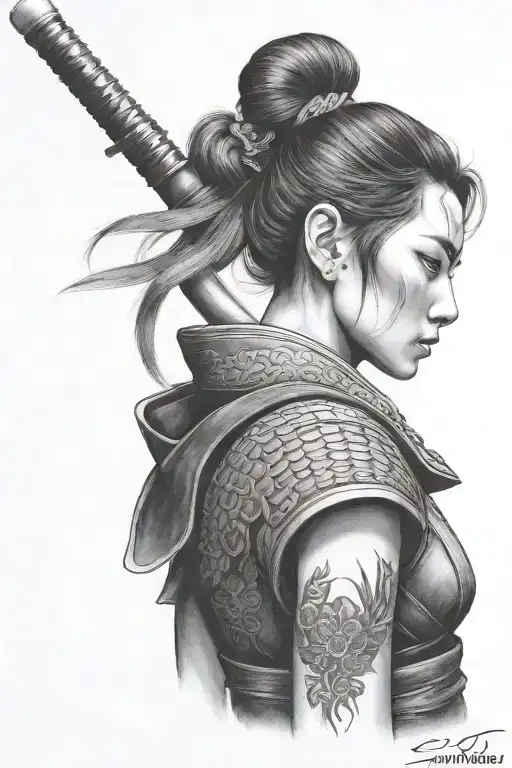 Girl Samurai Warrior Wielding