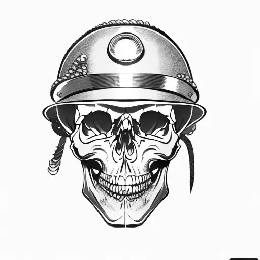 A Skull In A Military Helmet