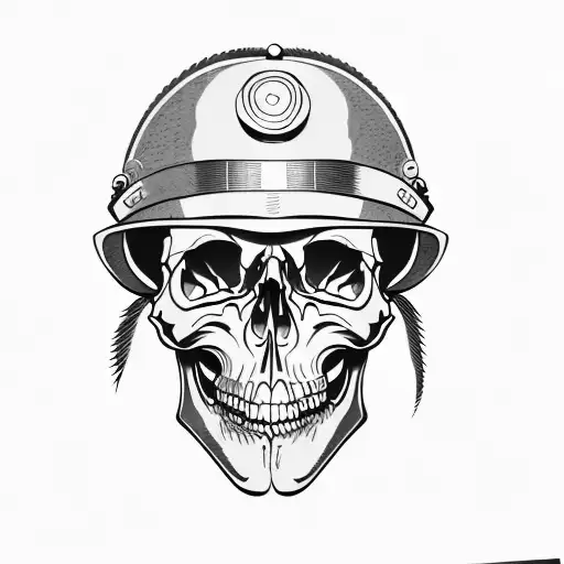 A Skull In A Military Helmet