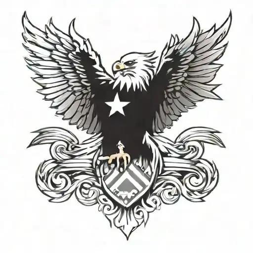 Eagle With Flag Intertwined