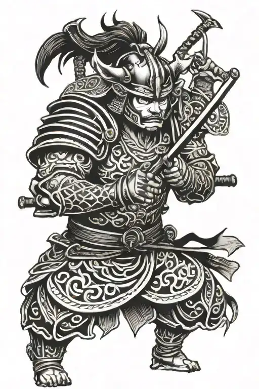 Samurai Warrior Elm Oni Tribal