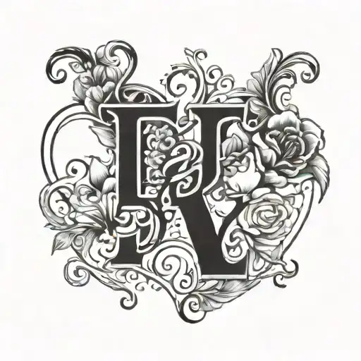Letter F&p Together Representing The Client's Love Inside A Heart