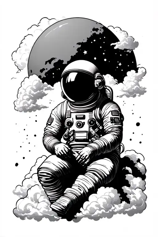 Astronaut Sitting On Clouds Saying The World Is Yours As Clouds Go