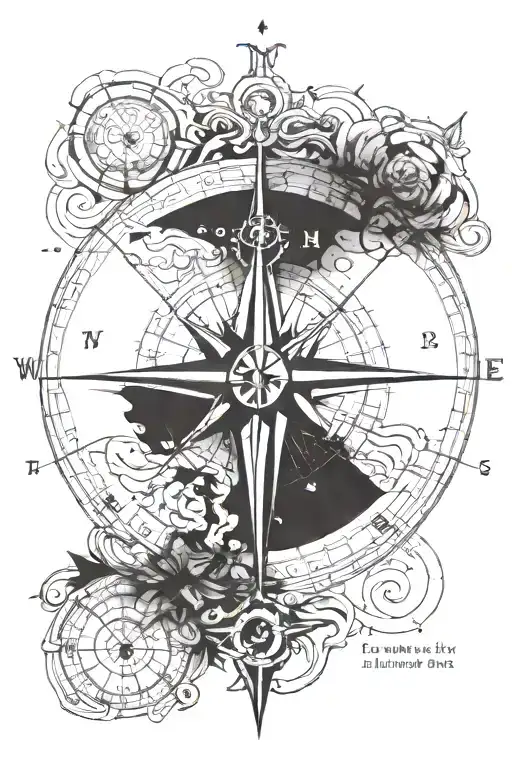 A Compass Rose With Coordinates Representing Important Family Locations