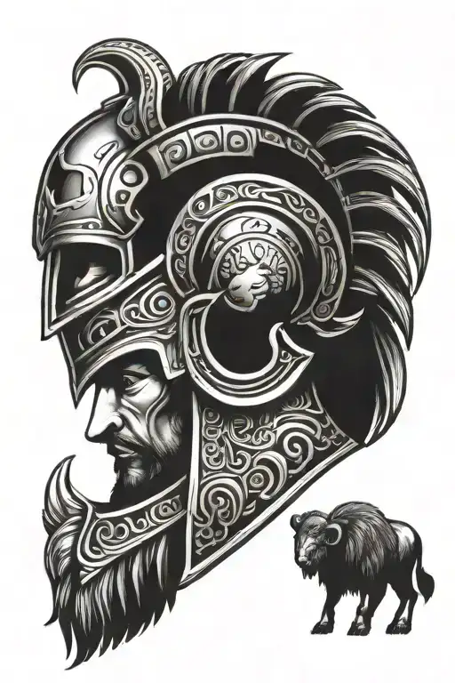Sparta Helmet Lion And Ram
