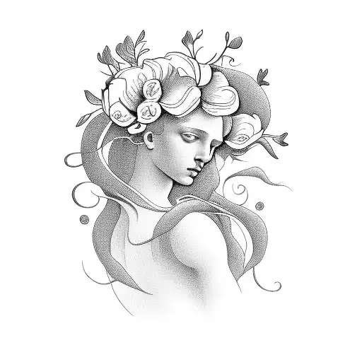 Birth Of Venus Holding Flowers