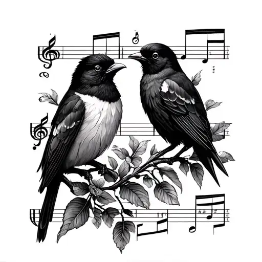 Music Sheet And Birds