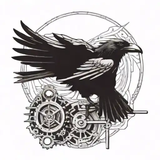 Mechanical Raven Perched