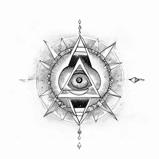 Galaxy-themed Tree Of Life With An All-seeing Eye In A Triangular Shape