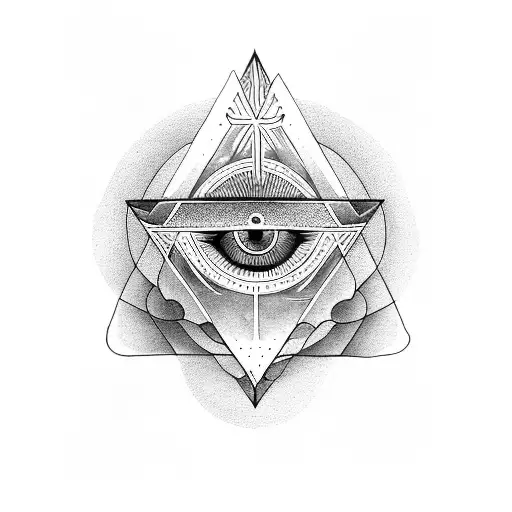 Triangle Shaped All Seeing Eye With A Reflected Tree Of Life