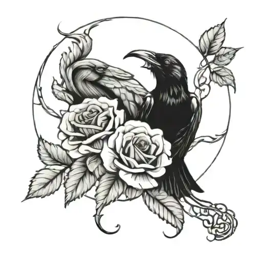 Crow's And Scorpion With Roses