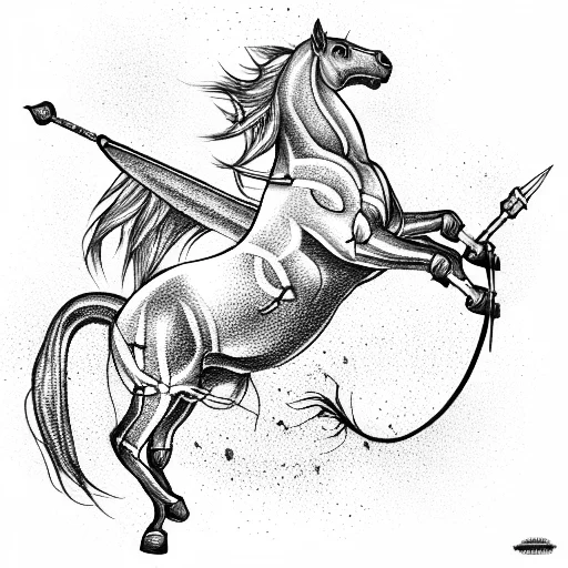 Bellerophon On Horse With Spear