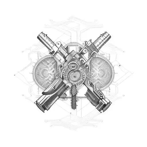 Combine The Outline Of A Computer Mouse With An Intricate Gun Mechanism