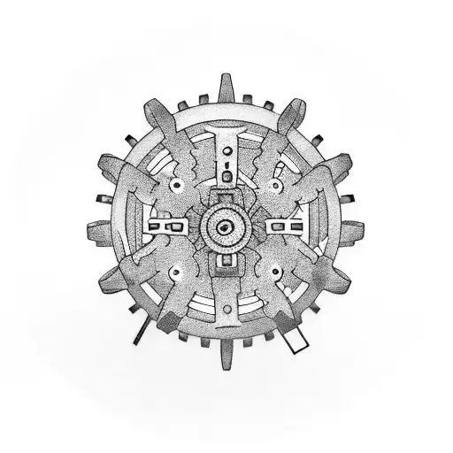 A Mesmerizing Blackwork Tattoo Of A Broken Lightbulb With Gears Inside