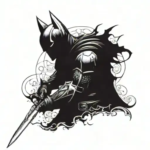 2000 Aesthetic Dark Knight Holding Sword